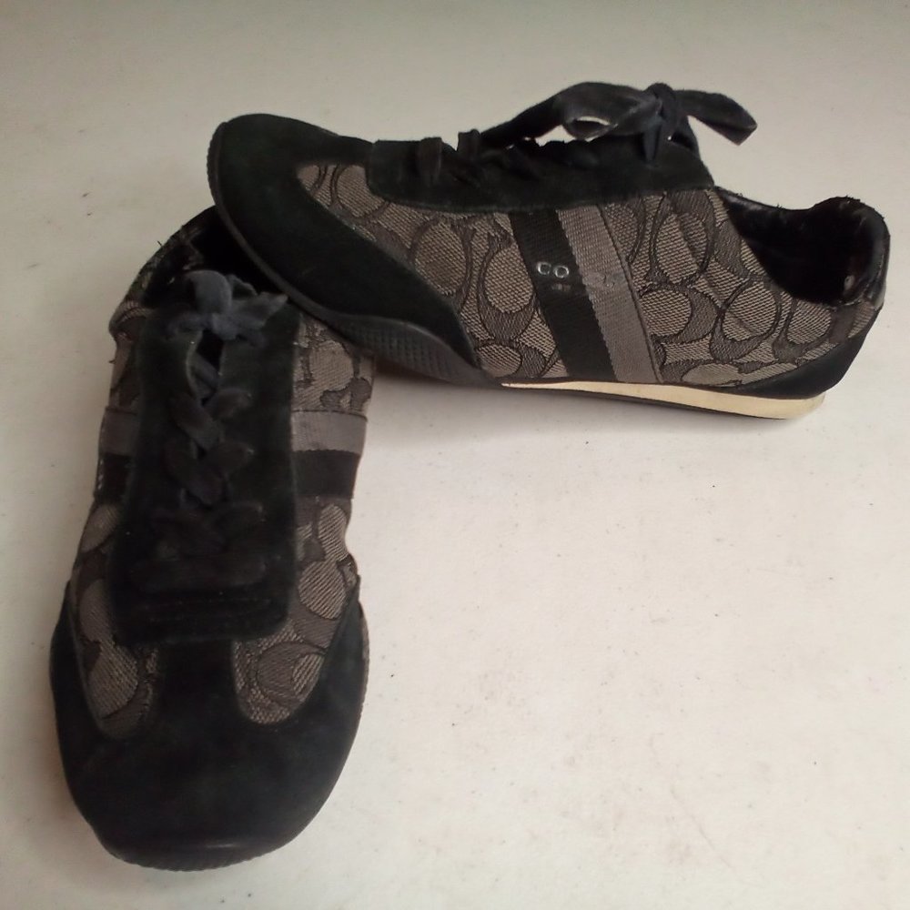 Vintage Coach Kelson fashion sneakers black on gray suede and leather size 7 1/2
